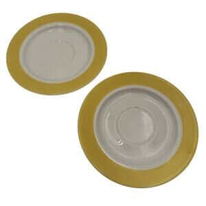 Set of 2 Yellow Saucers Marked USA 6.5 Inch